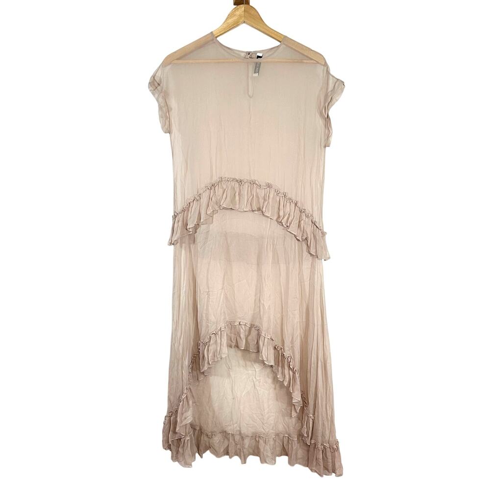 ELIZABETH & JAMES sheer silk tiered dress womans Small Boho layering Olsen
